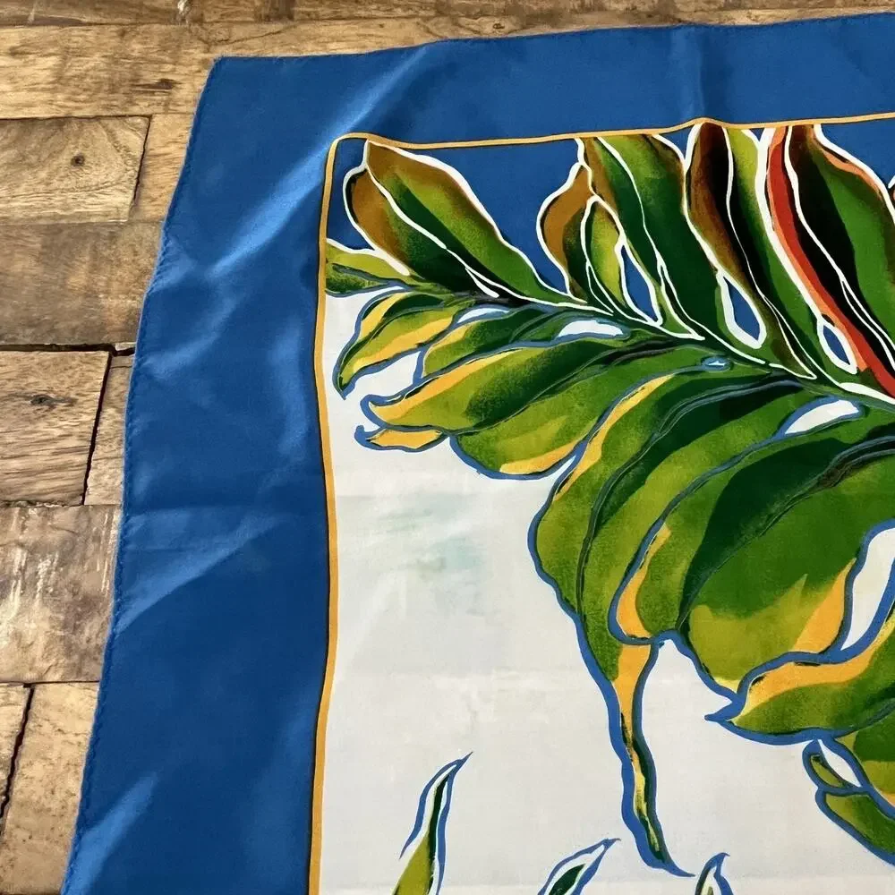 Anne Klein Decorative Silk Scarf 30 in x 30 in Vibrant Tropical Leaves